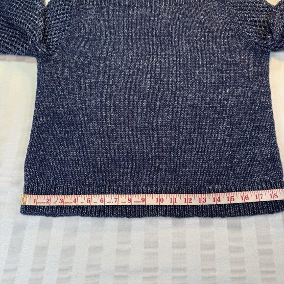 Tommy Bahama Women's Balloon Sleeved Bateau Sweater Sz M Blue/Silver metallic - Picture 8 of 13